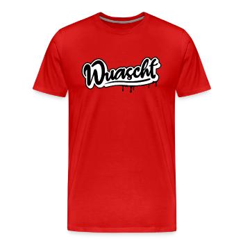 Wuascht! - Männer Premium Bio T-Shirt - Rot - Vorne - Damien (186cm)