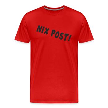 post postbote flaschenpost "nix post" - Männer Premium Bio T-Shirt - Rot - Vorne - Damien (186cm)