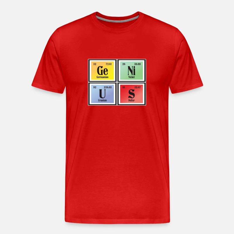 Genius | Periodensystem der Elemente - Männer Premium Bio T-Shirt - Rot