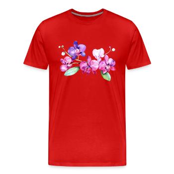 Belles orchidées tropicales fleurs tropicales - T-shirt bio Premium Homme - rouge - Devant - Damien (186cm)