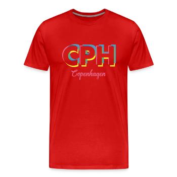Copenhague - CPH - Copenhague - Dänemark - Danemark - T-shirt bio Premium Homme - rouge - Devant - Damien (186cm)