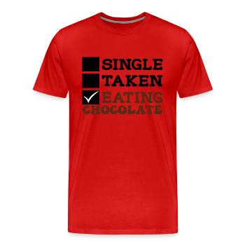 Single Taken Manger du chocolat - T-shirt bio Premium Homme - rouge - Devant - Damien (186cm)