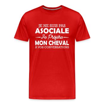 j'aime mon cheval / humour femme / humour cheval - T-shirt bio Premium Homme - rouge - Devant - Damien (186cm)