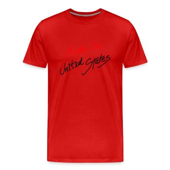 Hergestellt in den USA. Hergestellt in den USA - Männer Premium Bio T-Shirt - Rot - Vorne - Damien (186cm)