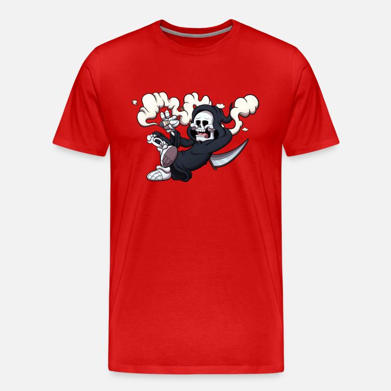Tod Rauchen eines Joints - Männer Premium Bio T-Shirt - Rot