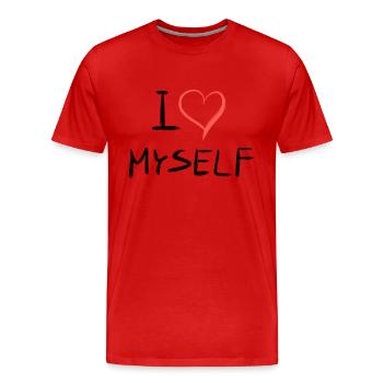 Texte de J’aime mon cœur - T-shirt bio Premium Homme - rouge - Devant - Damien (186cm)