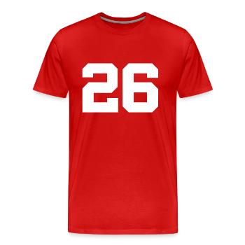 Anzahl 26 - Männer Premium Bio T-Shirt - Rot - Vorne - Damien (186cm)