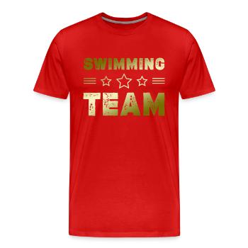 Équipe de natation - T-shirt bio Premium Homme - rouge - Devant - Damien (186cm)