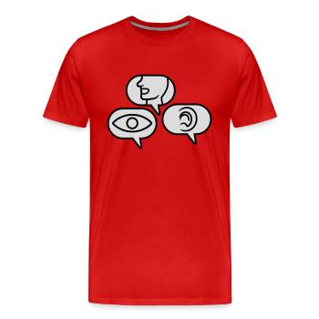 Voir Parler Entendre Bulles de parole - T-shirt bio Premium Homme - rouge - Devant - Damien (186cm)