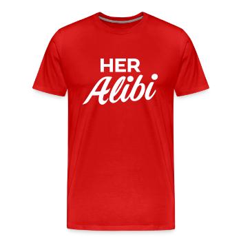 Her Alibi - Men's Premium Organic T-Shirt - red - Front - Damien (186cm)