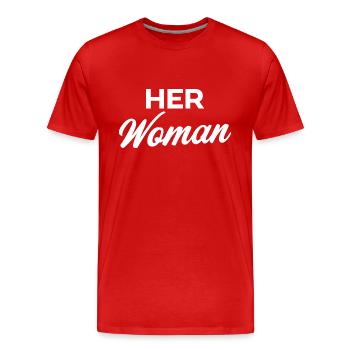 Her Woman - Men's Premium Organic T-Shirt - red - Front - Damien (186cm)