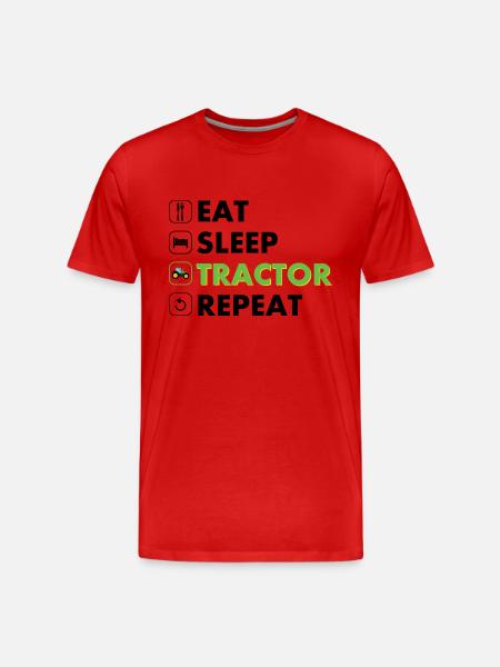 Tractor eat sleep repeat black - Men's Premium Organic T-Shirt - red