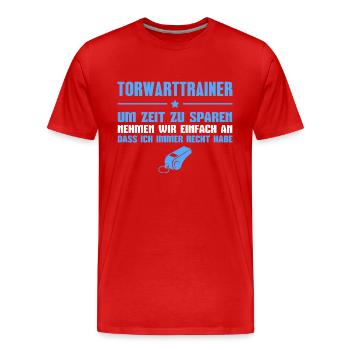 Fußball Trainer Co-Trainer Torwarttrainer - Männer Premium Bio T-Shirt - Rot - Vorne - Damien (186cm)