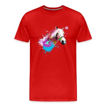 Cheval,Haflinger, Graffiti, Peinture, Coloré, Chevaux, - T-shirt bio Premium Homme - rouge - Devant - Damien (186cm)