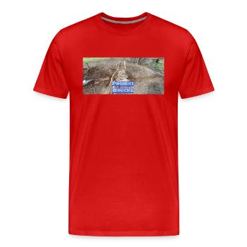 PROJEKT BRÜCKE - Männer Premium Bio T-Shirt - Rot - Vorne - Damien (186cm)