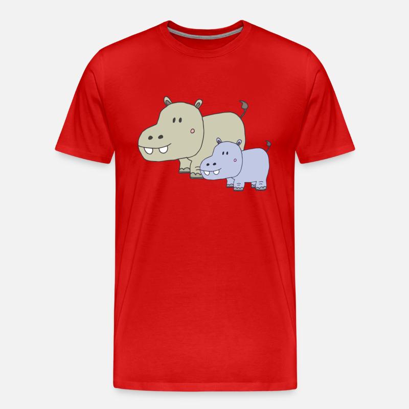 nilpferd vater und sohn - Männer Premium Bio T-Shirt - Rot
