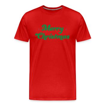 Merry Christmas Asterisk Green Red - Men's Premium Organic T-Shirt - red - Front - Damien (186cm)