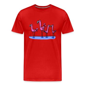 Quatre flamants roses - T-shirt bio Premium Homme - rouge - Devant - Damien (186cm)