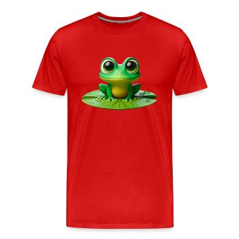 Cute Frog on a Lily Pad - Men's Premium Organic T-Shirt - red - Front - Damien (186cm)