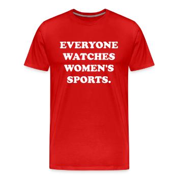 Tout le monde regarde les sports féminins - T-shirt bio Premium Homme - rouge - Devant - Damien (186cm)