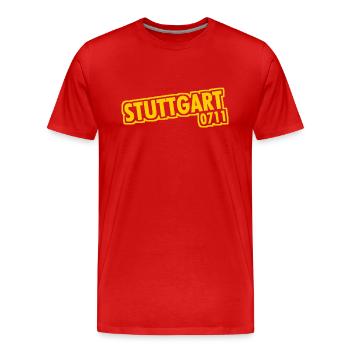 Stuttgart - 0711 - Indicatif régional - Bade-Wurtemberg - T-shirt bio Premium Homme - rouge - Devant - Damien (186cm)