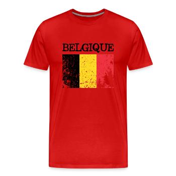 Belgique Belgique Drapeau rétro Flagge Belgique - T-shirt bio Premium Homme - rouge - Devant - Damien (186cm)