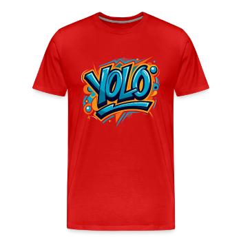 YOLO (Du lebst nur einmal) - Männer Premium Bio T-Shirt - Rot - Vorne - Damien (186cm)