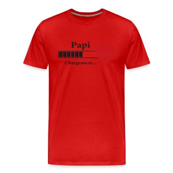 papi - futur papi chargement - T-shirt bio Premium Homme - rouge - Devant - Damien (186cm)