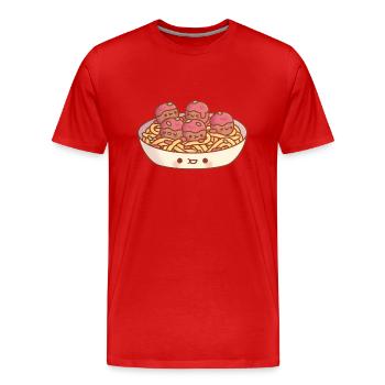 Cute Spaghetti And Meatballs Pasta - Men's Premium Organic T-Shirt - red - Front - Damien (186cm)