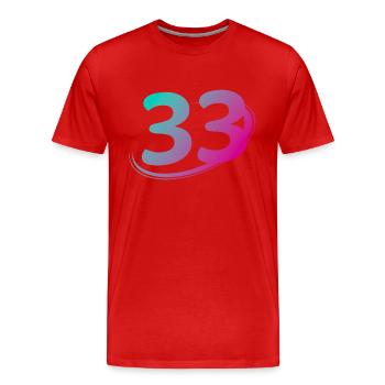 Numéro 33 multicolore - T-shirt bio Premium Homme - rouge - Devant - Damien (186cm)