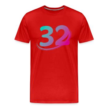 Nummer 32 mehrfarbig - Männer Premium Bio T-Shirt - Rot - Vorne - Damien (186cm)