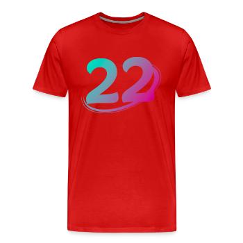 Nummer 22 mehrfarbig - Männer Premium Bio T-Shirt - Rot - Vorne - Damien (186cm)
