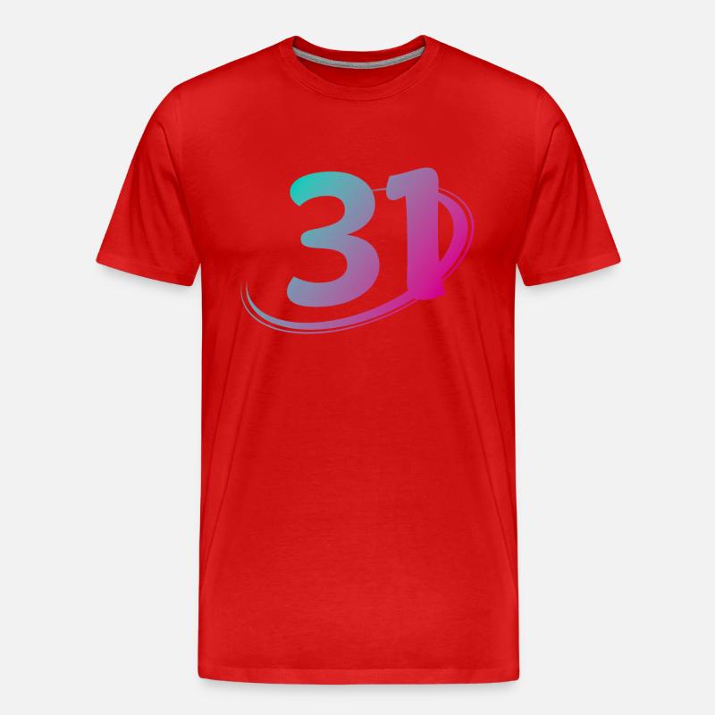 Nummer 31 mehrfarbig - Männer Premium Bio T-Shirt - Rot