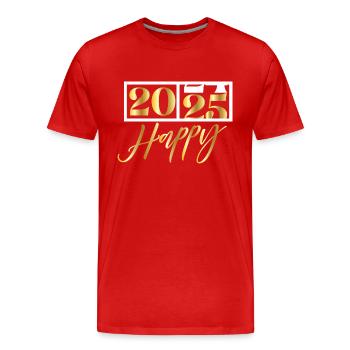 2025 Happy – Funny New Year's Eve Design - Men's Premium Organic T-Shirt - red - Front - Damien (186cm)