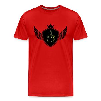 wappen mittelfinger - Männer Premium Bio T-Shirt - Rot - Vorne - Damien (186cm)