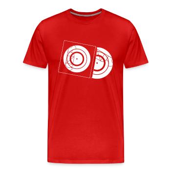 Kynda Musique LP Cover Blanc - T-shirt bio Premium Homme - rouge - Devant - Damien (186cm)