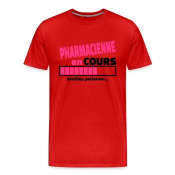 pharmacienne en cours - T-shirt bio Premium Homme - rouge - Devant - Damien (186cm)