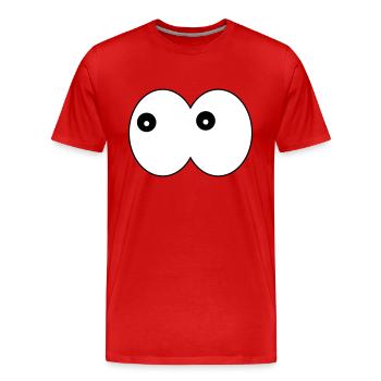 Lustige Augen- Comic Kulleraugen links schauend - Männer Premium Bio T-Shirt - Rot - Vorne - Damien (186cm)