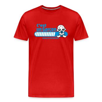 annonce grossesse - c'est un garçon - T-shirt bio Premium Homme - rouge - Devant - Damien (186cm)