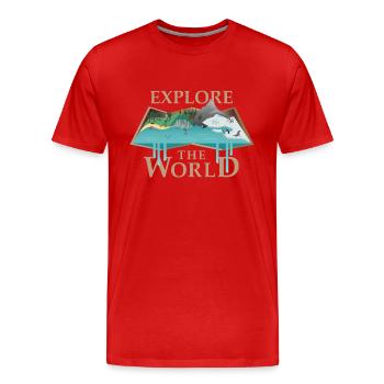 Karte & Tiere (Explore) - Männer Premium Bio T-Shirt - Rot - Vorne - Damien (186cm)