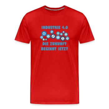 Industrie 4.0 Die Zukunft beginnt jetzt Geschenk - Männer Premium Bio T-Shirt - Rot - Vorne - Damien (186cm)