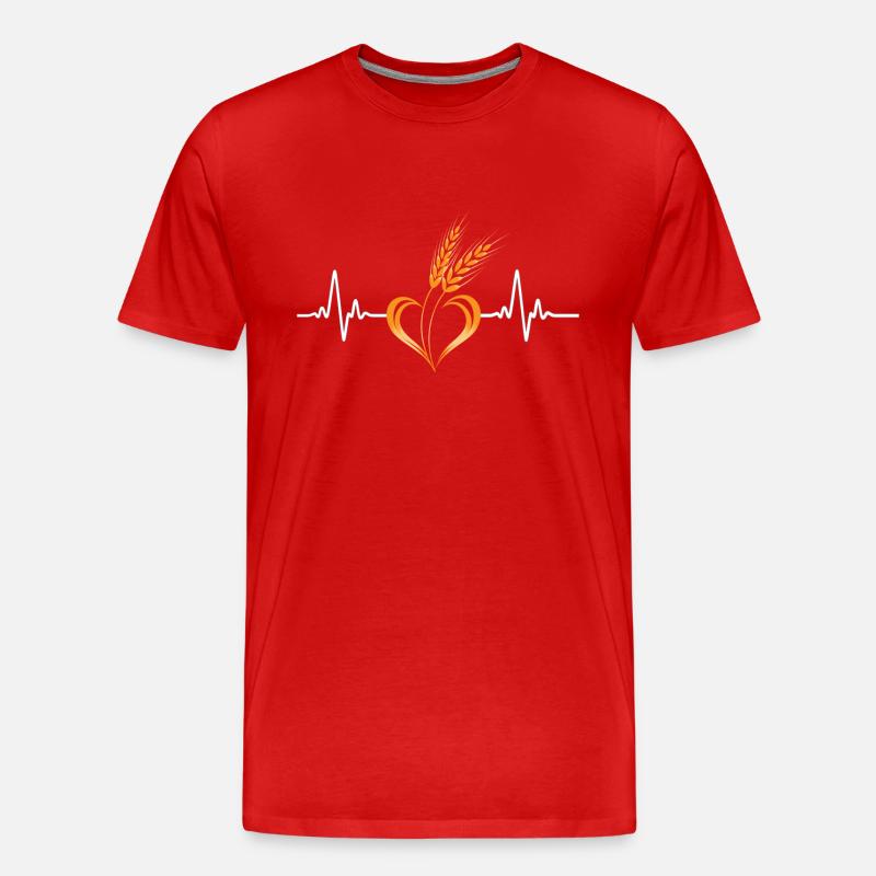 Love Getreide mit Herzfrequenz - Männer Premium Bio T-Shirt - Rot