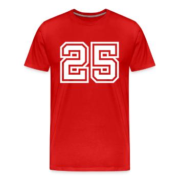 Symbole numérique 25 - T-shirt bio Premium Homme - rouge - Devant - Damien (186cm)