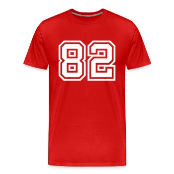 Symbole numérique 82 - T-shirt bio Premium Homme - rouge - Devant - Damien (186cm)