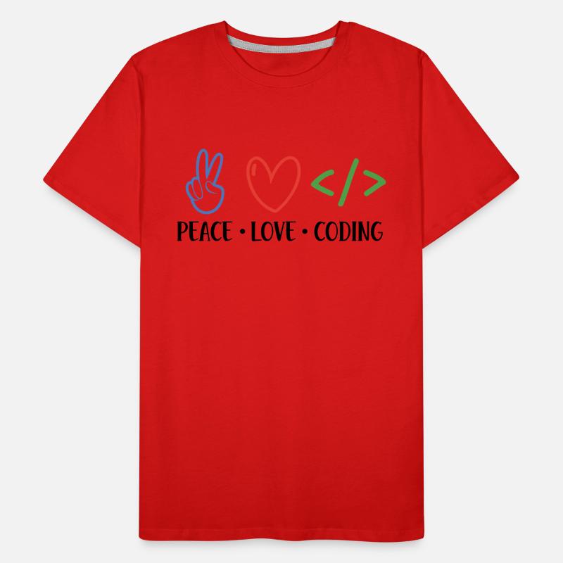 Peace Love Coding Coder Software Developer Program Männer Premium Bio T-Shirt