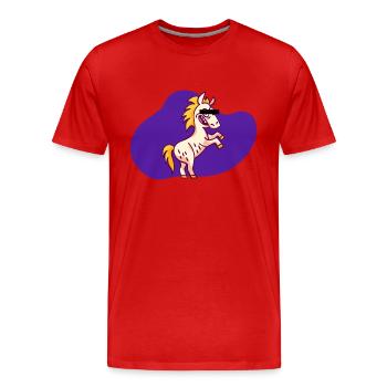 Dessin animé Licorne - T-shirt bio Premium Homme - rouge - Devant - Damien (186cm)