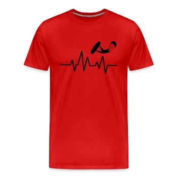 Kitesurfen Herzschlag Kiteboarding Kite Heartbeat - Männer Premium Bio T-Shirt - Rot - Vorne - Damien (186cm)