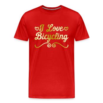 Ich Liebe Fahrradfahren - Männer Premium Bio T-Shirt - Rot - Vorne - Damien (186cm)