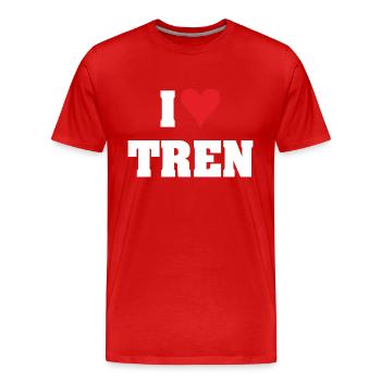 I LOVE TREN - Männer Premium Bio T-Shirt - Rot - Vorne - Damien (186cm)