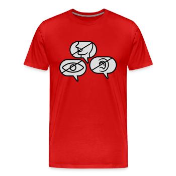 Nicht Sehen Sprechen Hören - Männer Premium Bio T-Shirt - Rot - Vorne - Damien (186cm)